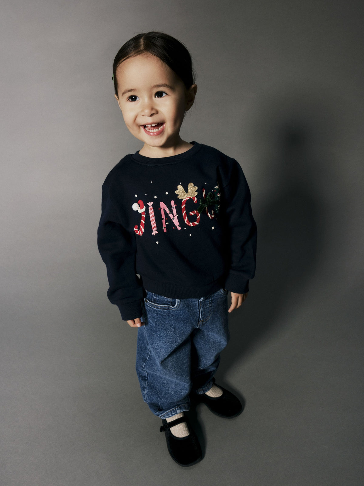 NAME IT Polmax Long Sleeve Sweatshirt in Navy Blazer jingles print
