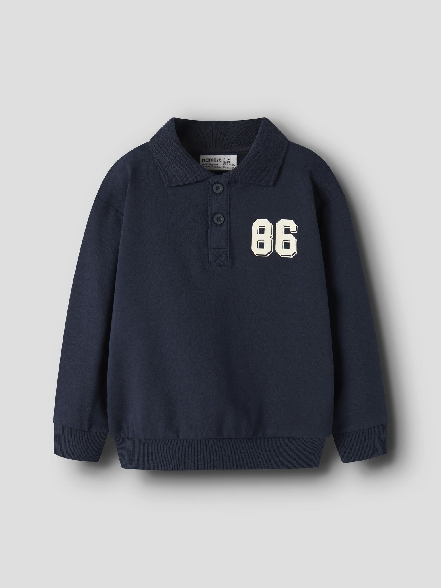 NAME IT Lev Long Sleeve Sweatshirt in Navy Blazer angled view
