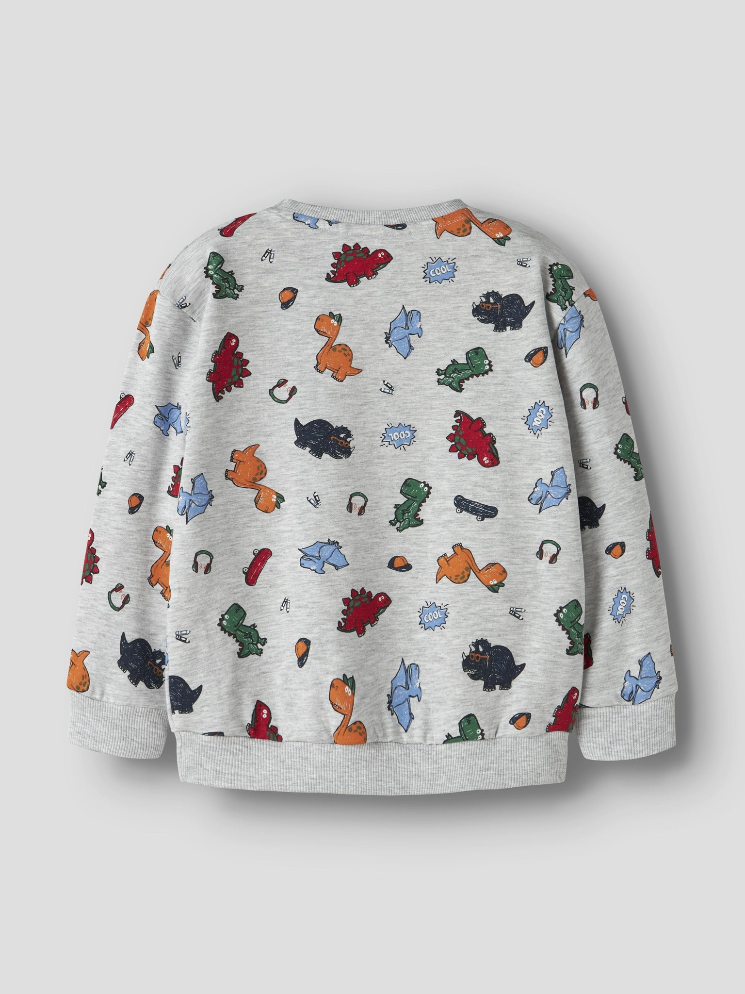 NAME IT Leon Long Sleeve Sweatshirt in Light Grey Melange back view