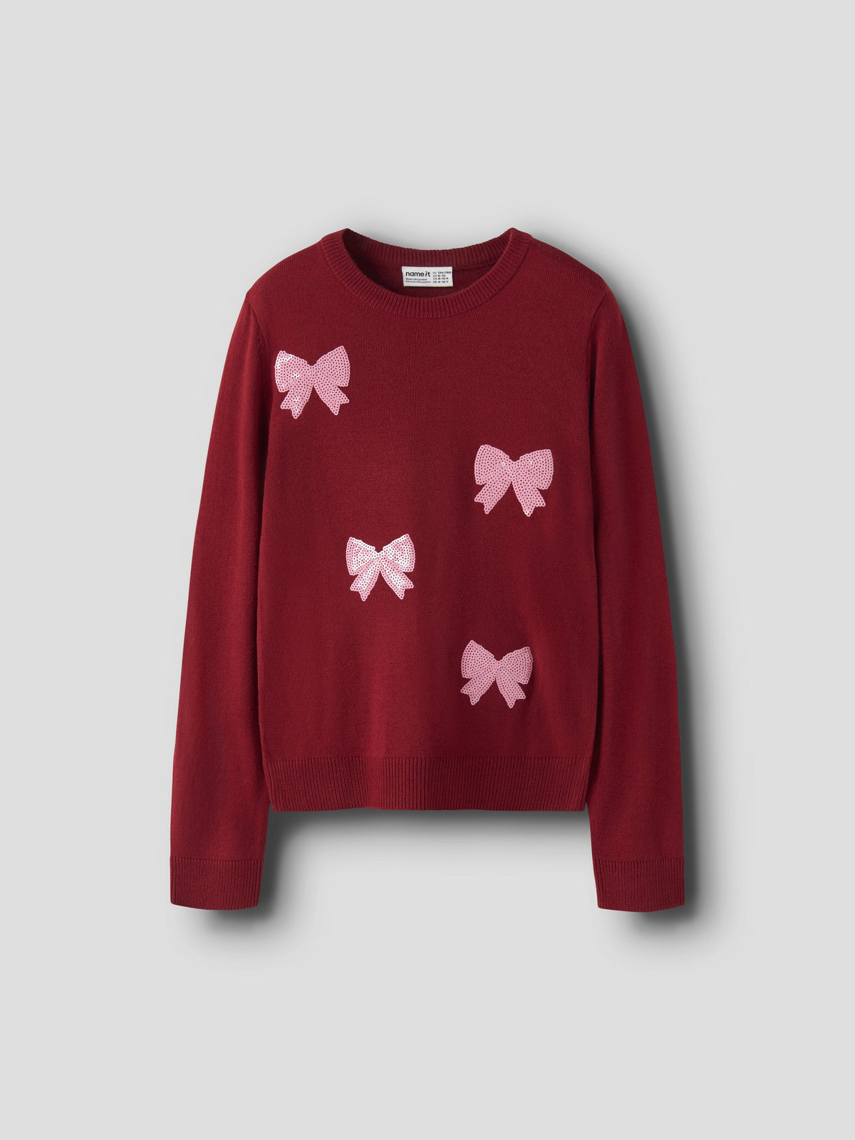 NAME IT Ralle Long Sleeve Knit in Red Dahlia side view
