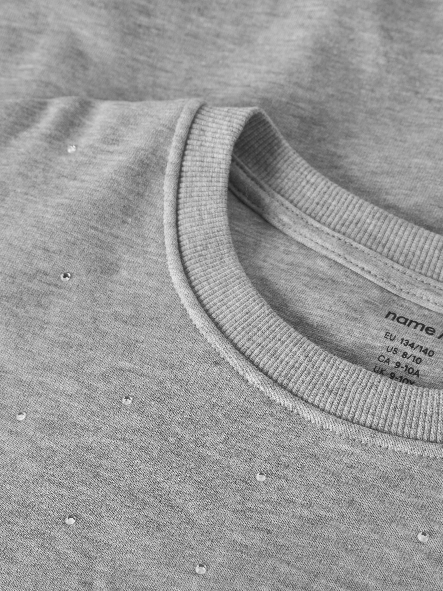 NAME IT Noluvi Long Sleeve Sweatshirt in Grey Melange collar detail