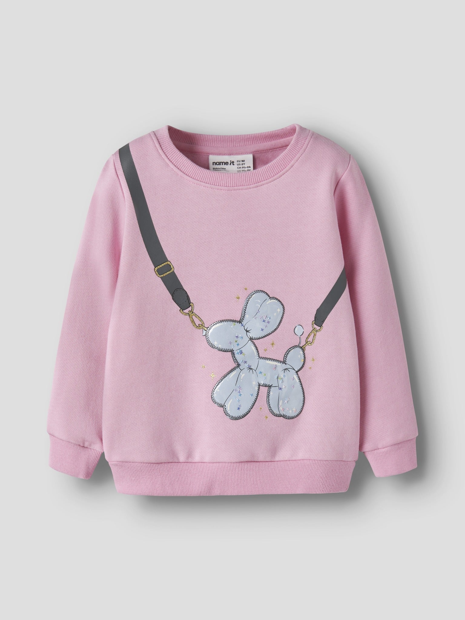 NAME IT Neome Long Sleeve Sweatshirt in Begonia Pink angled view
