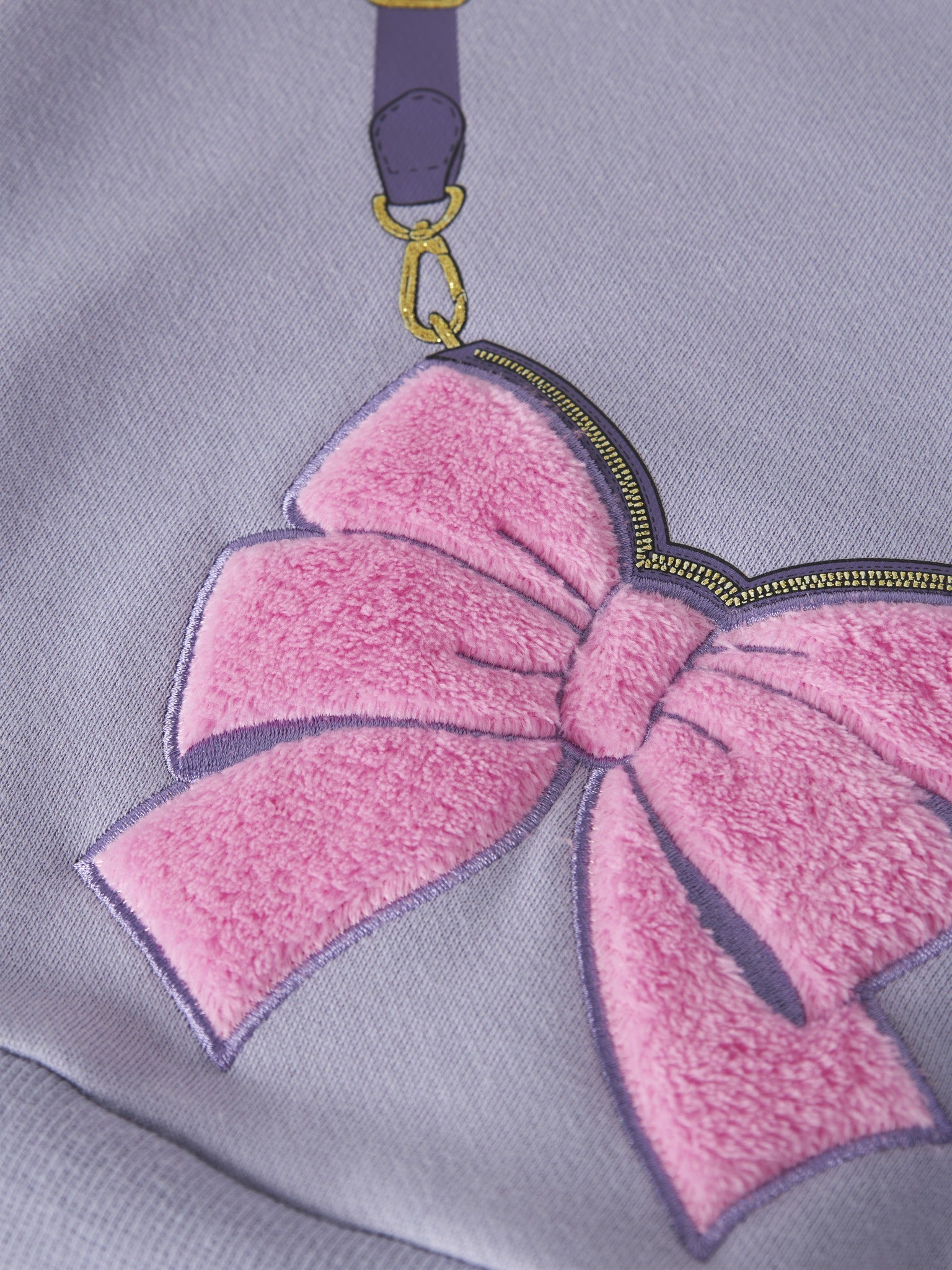 NAME IT Neome Long Sleeve Sweatshirt in Heirloom Lilac textured bow detail