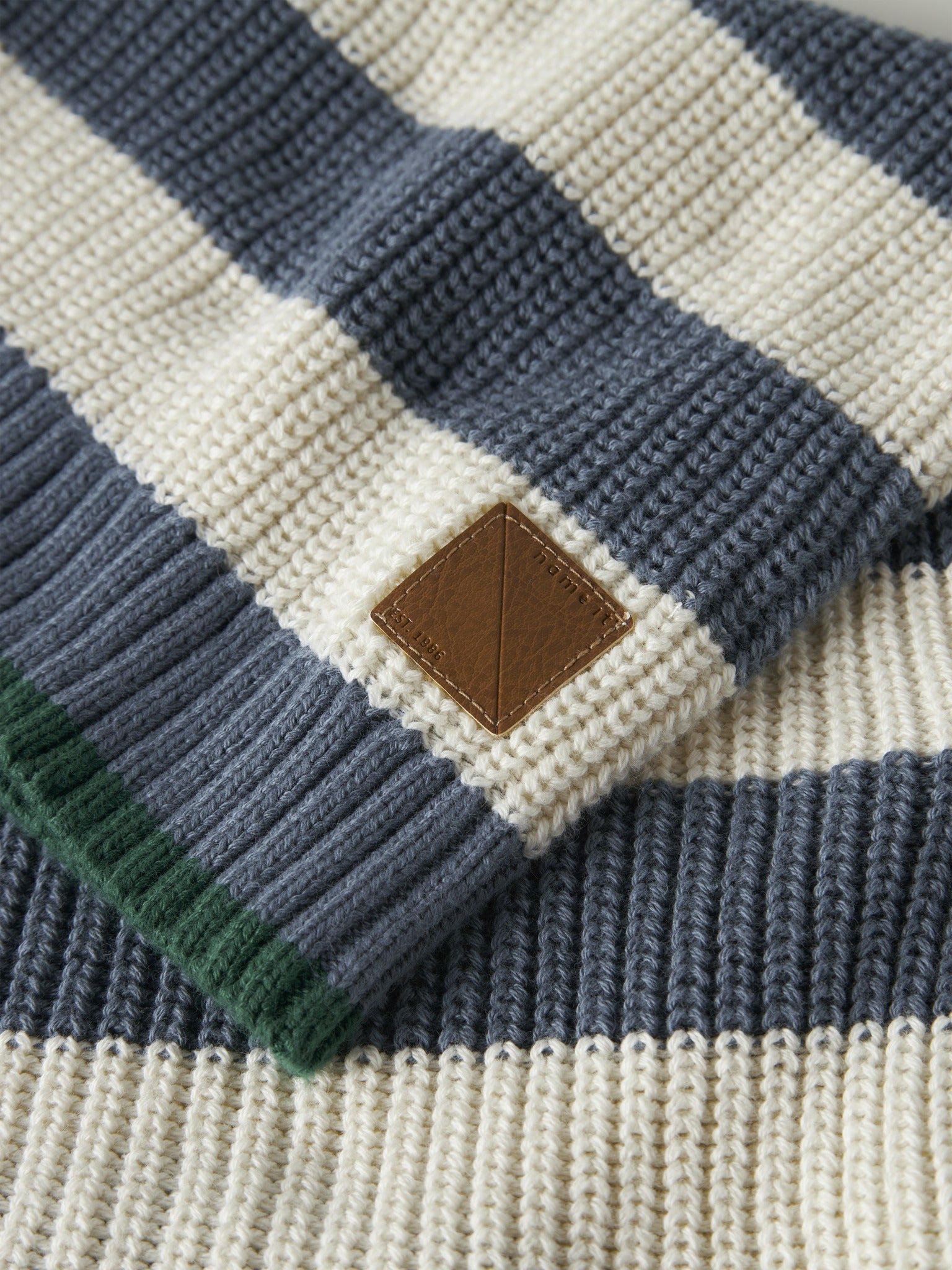 NAME IT Nereus Long Sleeve Knit in Blue Mirage textured knit detail