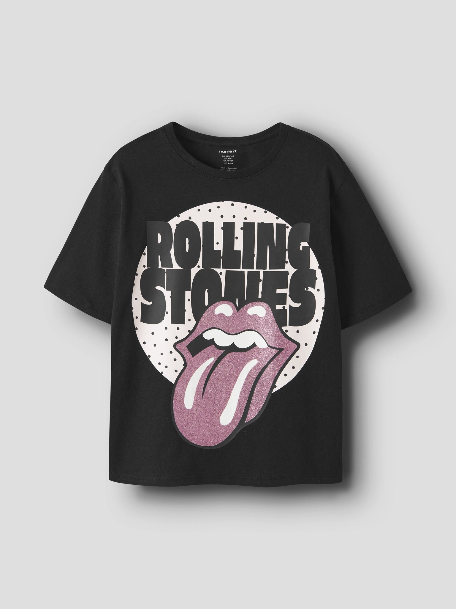 NAME IT Adula Rollings Short Sleeve Top Unv in Black angled view