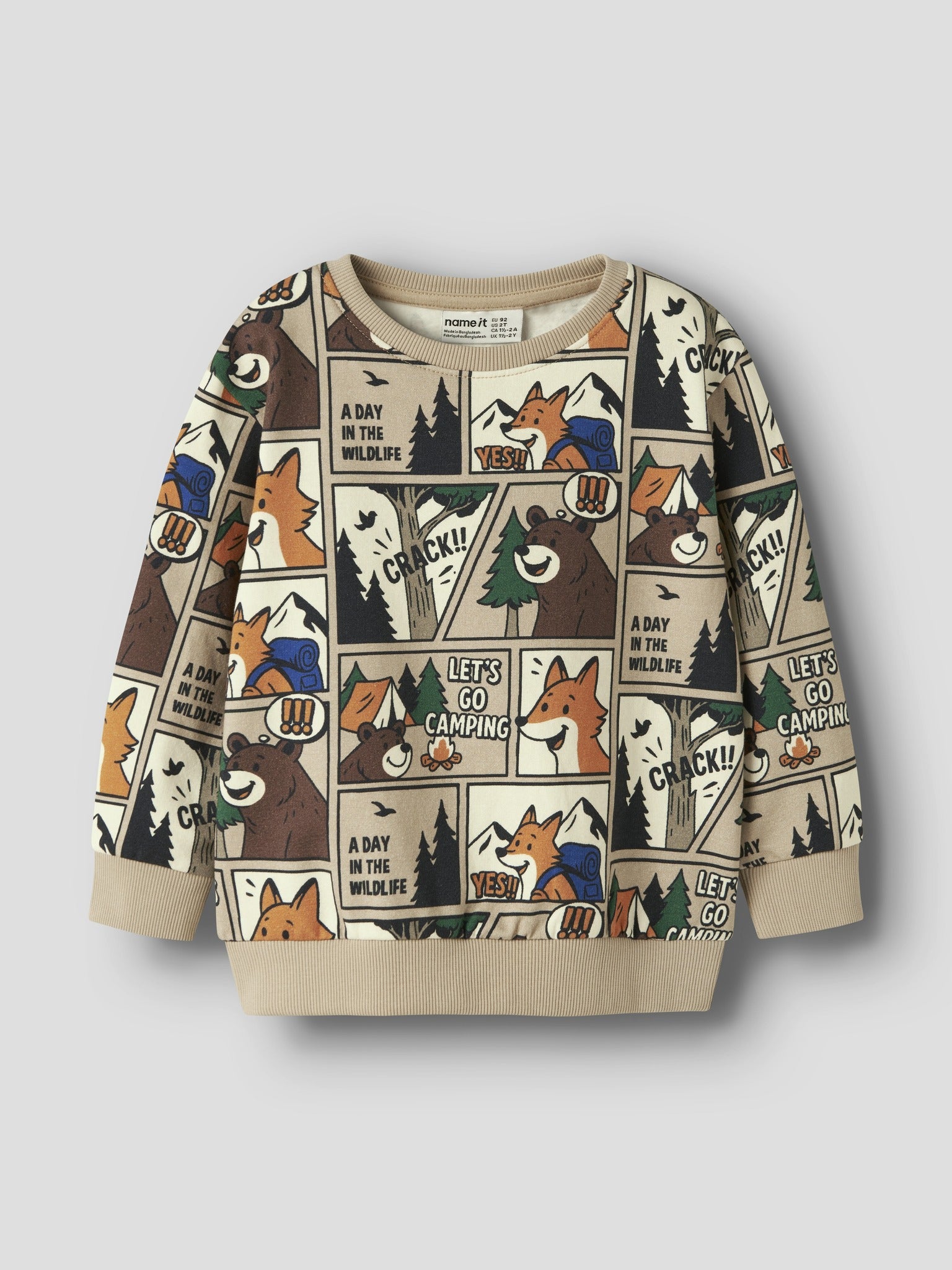 NAME IT Oswaldy Long Sleeve Sweatshirt in Sesame angled view