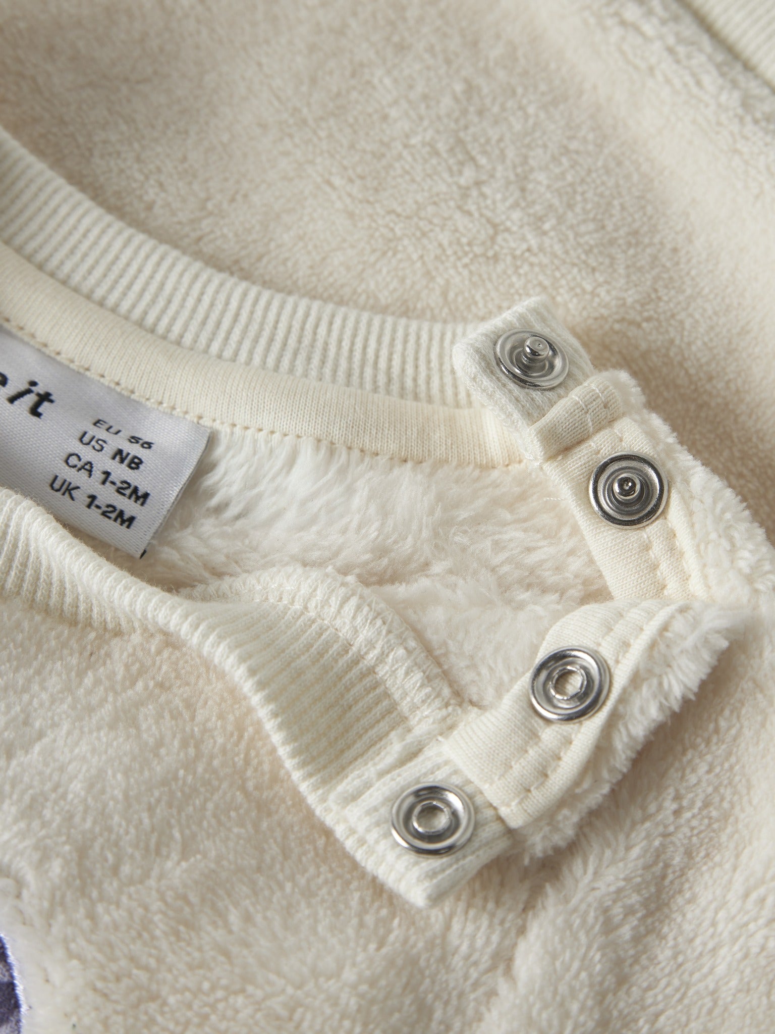 NAME IT Olivine Long Sleeve TEDDY in Antique White button placket detail