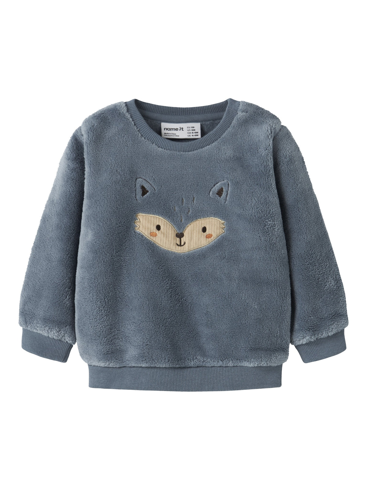 NAME IT Oliwer Long Sleeve Teddy Sweatshirt in Blue Mirage front view