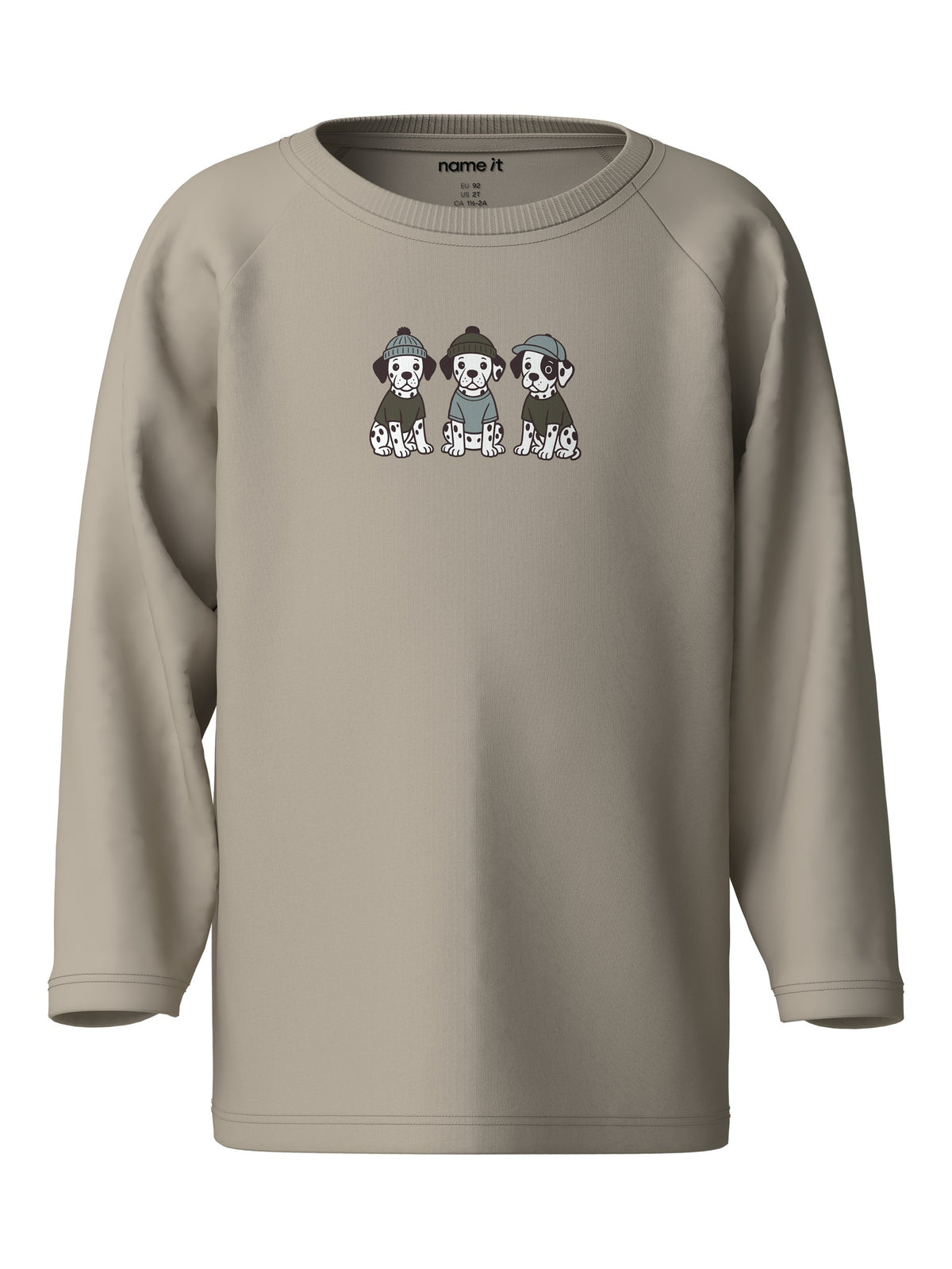 NAME IT Vaglan Long Sleeve Top in Island Fossil Dalmatains front view