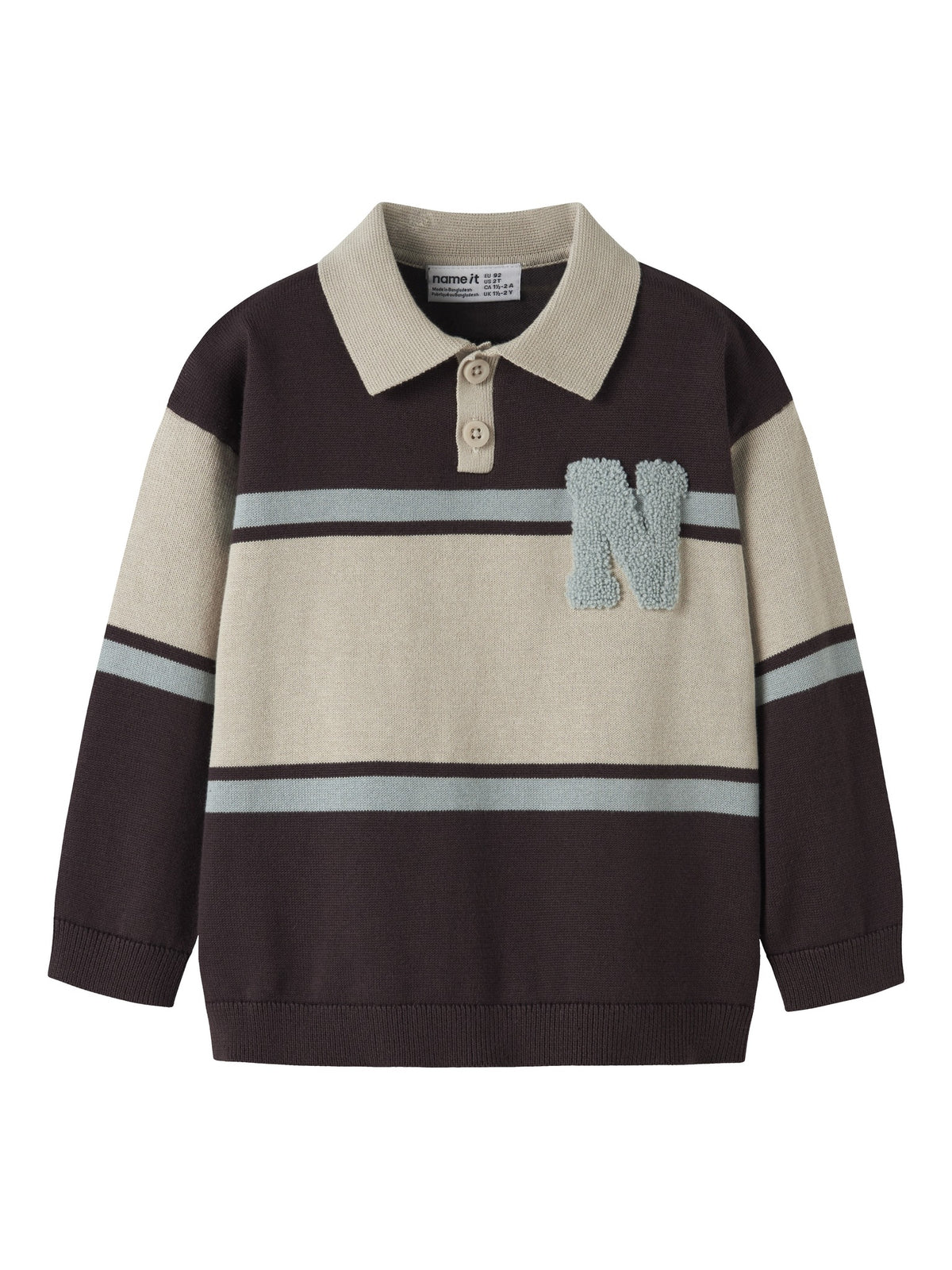 NAME IT Ral Boys' Knitted Polo Neck in Chocolate Plum Without N front view