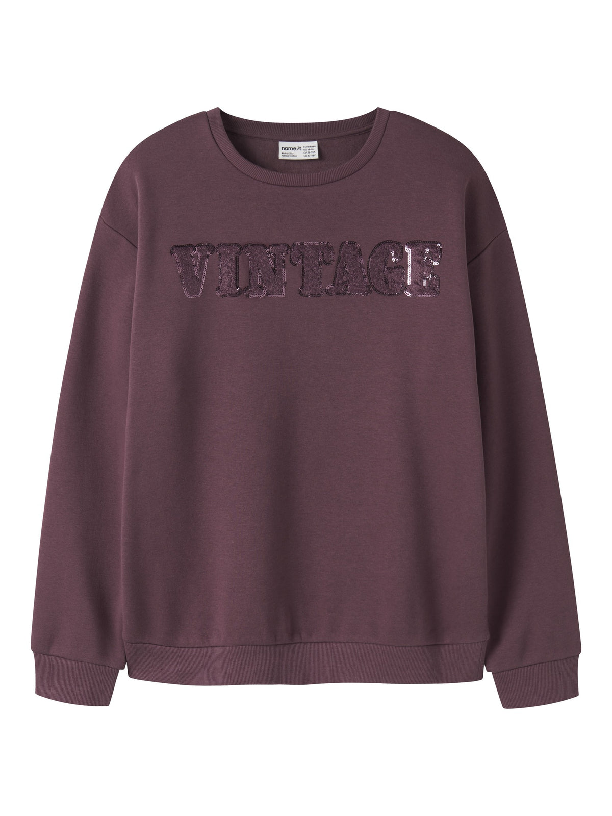 NAME IT Randu Long Sleeve Sweatshirt in Catawba Grape front view