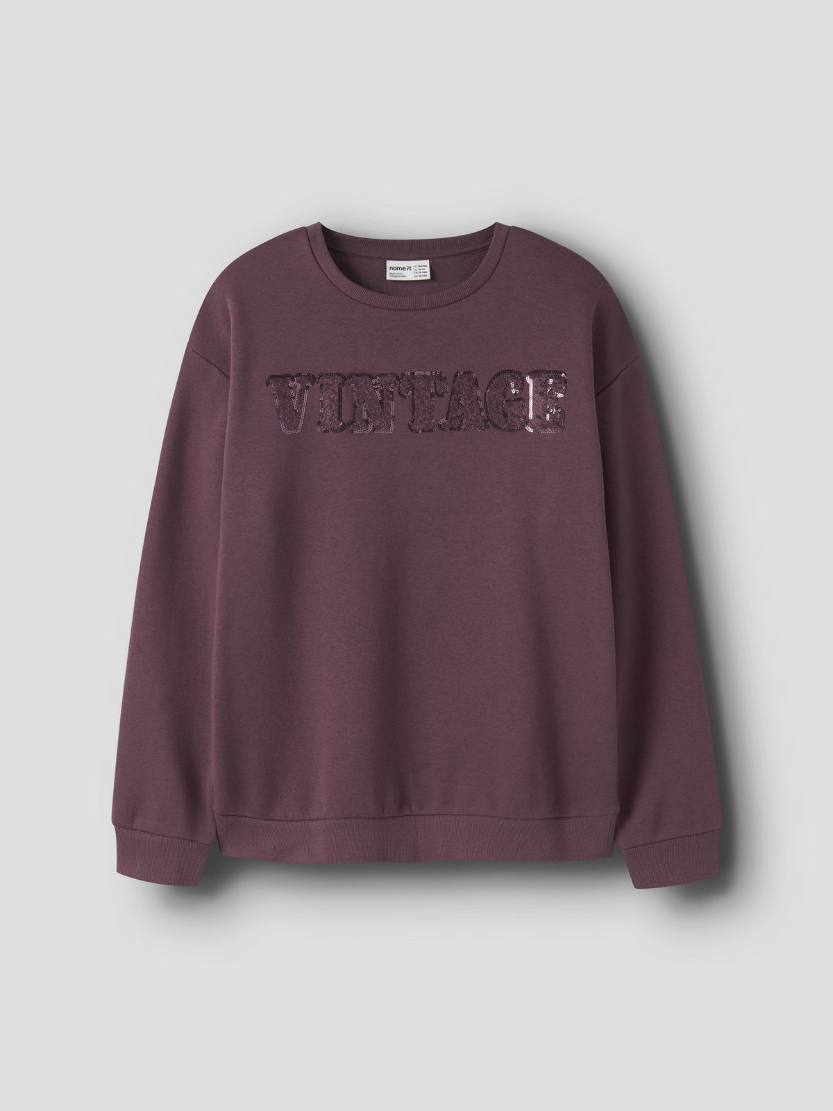 NAME IT Randu Long Sleeve Sweatshirt in Catawba Grape angled view