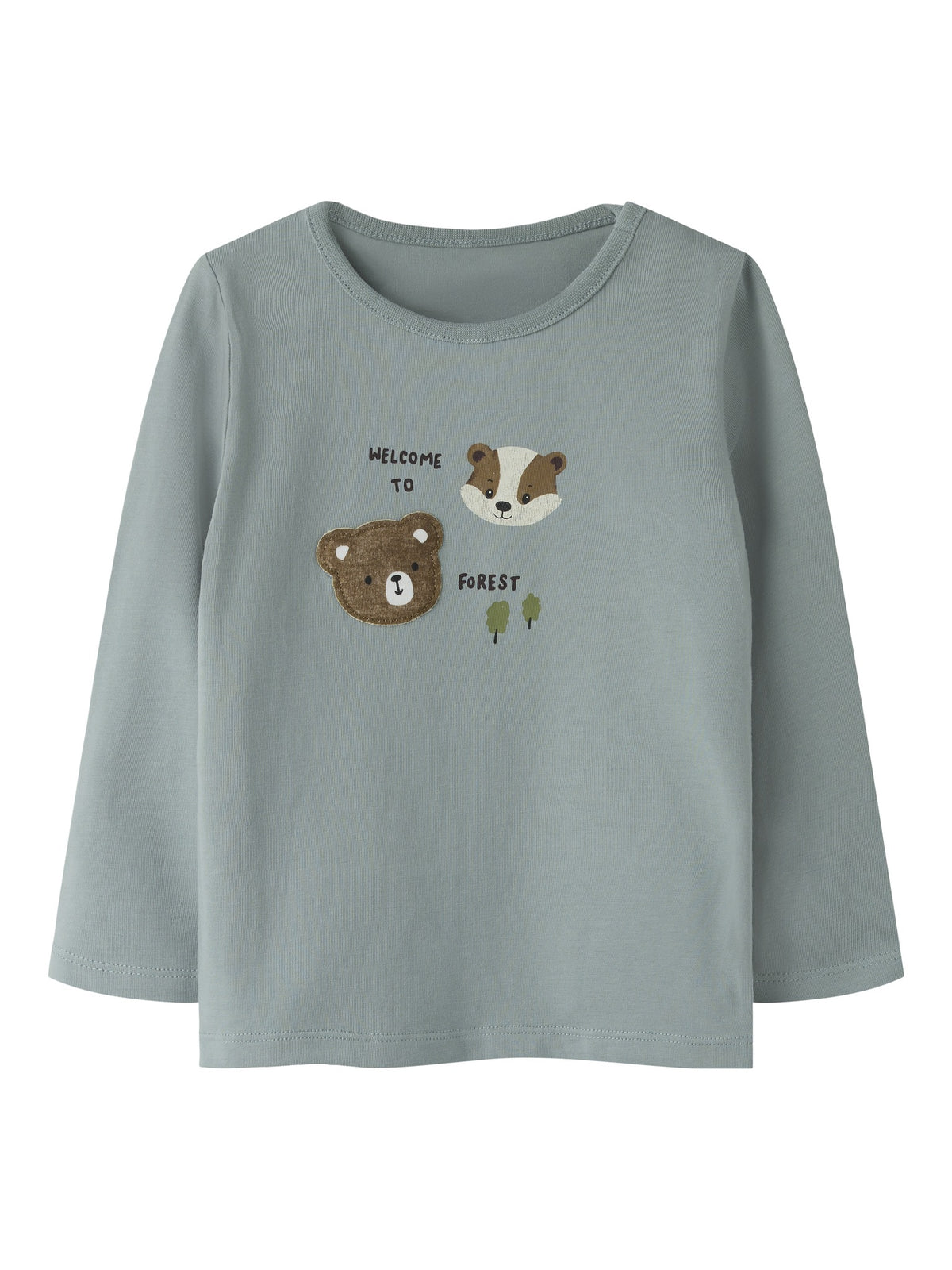 NAME IT Racer Baby Boys’ Long Sleeve Animal Print Top in Abyss, front view