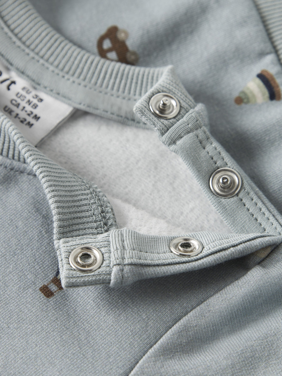 NAME IT Ragner Long Sleeve Sweatshirt in Abyss snap button placket detail