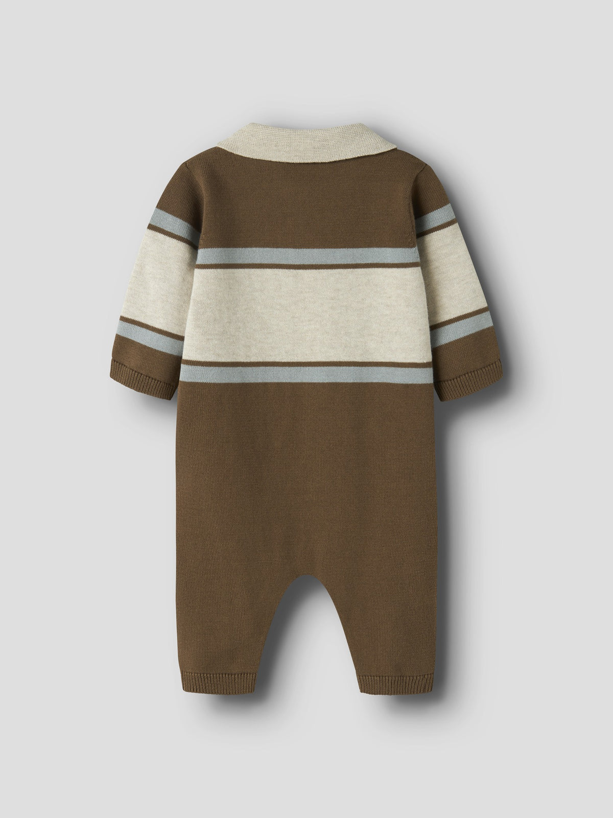 NAME IT Ral Baby Boys’ Knitted Polo Jumpsuit in Sepia, back view