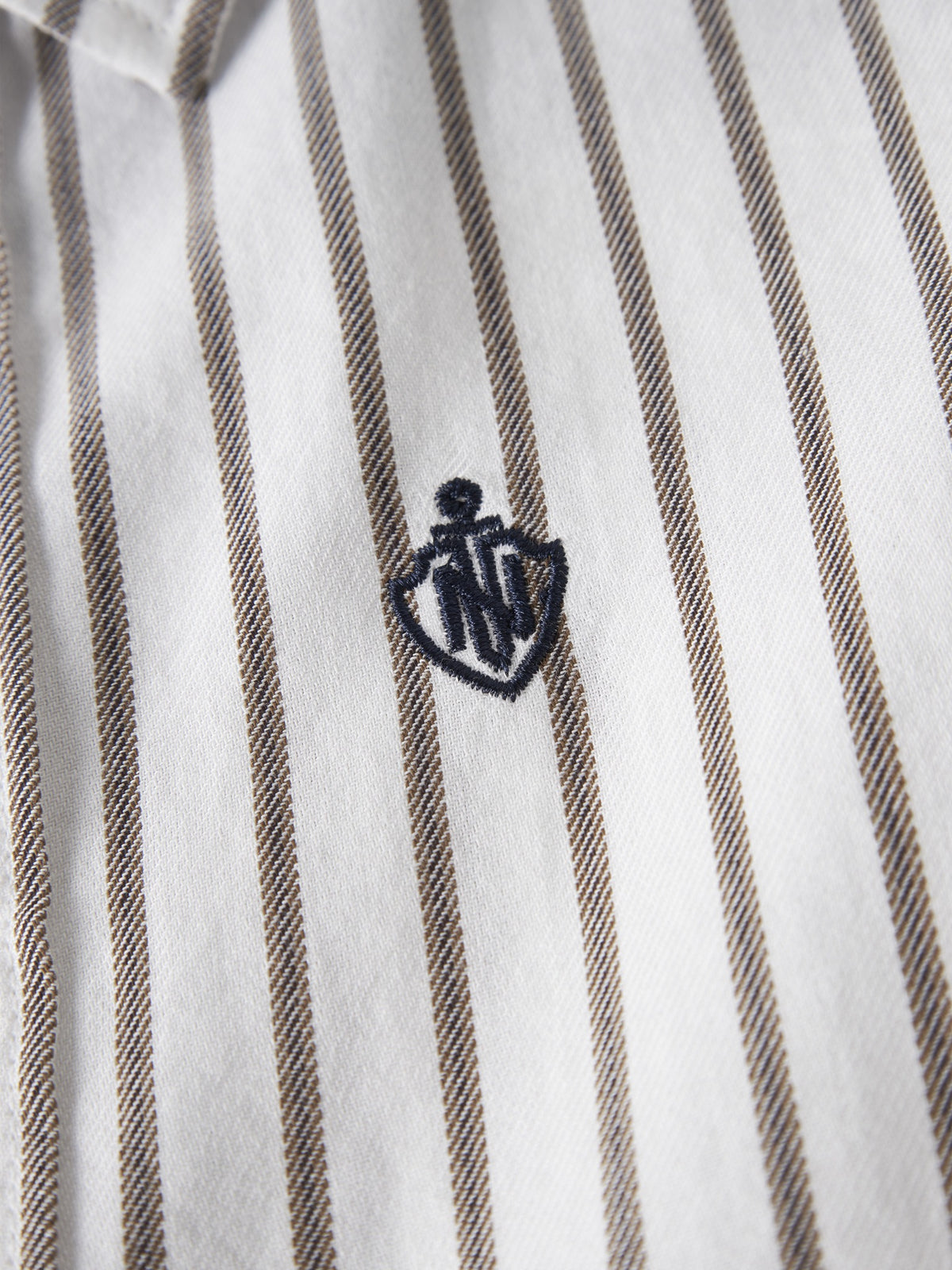 NAME IT Ralum Boys' Shirt in Bright White. logo and striped fabric detail