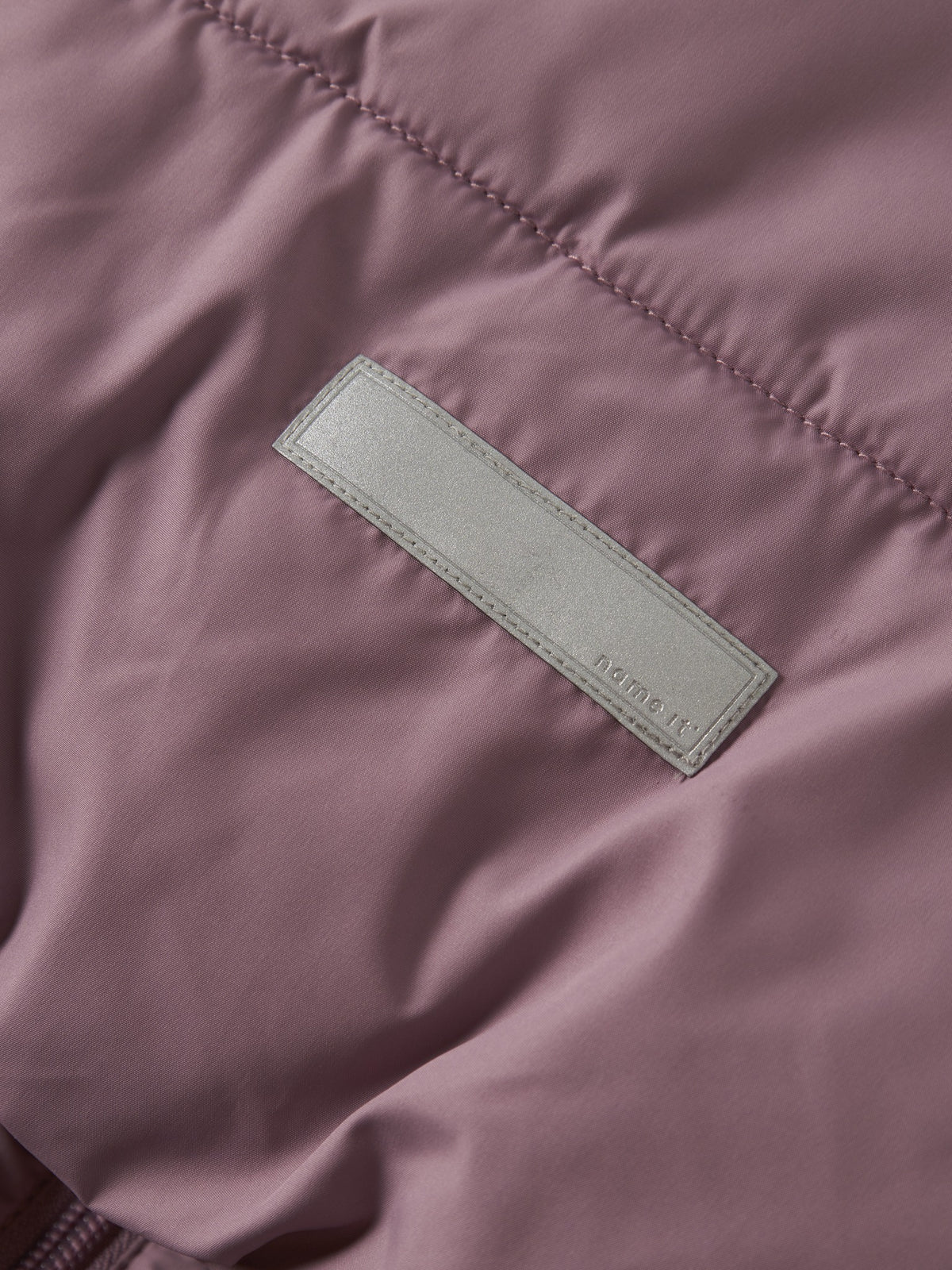 NAME IT Forty Puffer Jacket in Wistful Mauve logo patch detail