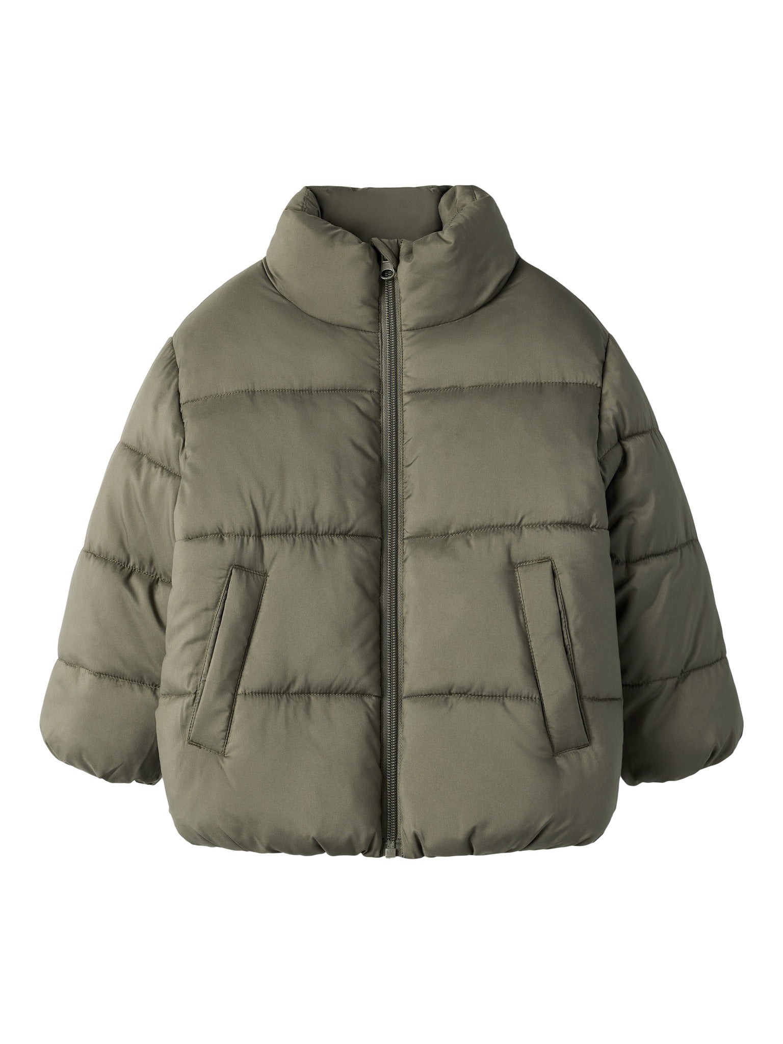 NAME IT Forty Puffer Jacket in Dusty Olive front view
