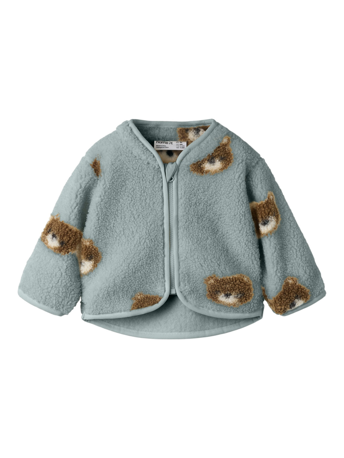 NAME IT Orlaj Teddy Sweatshirt JACKET in Abyss front view
