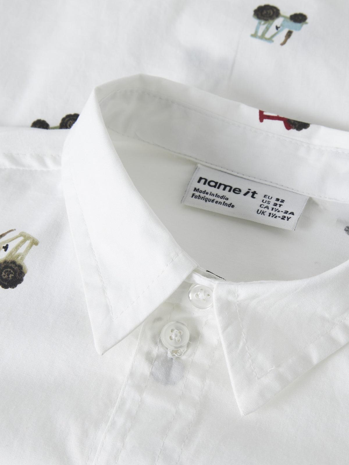 NAME IT Ractor Long Sleeve Shirt in Bright White collar and button placket detail