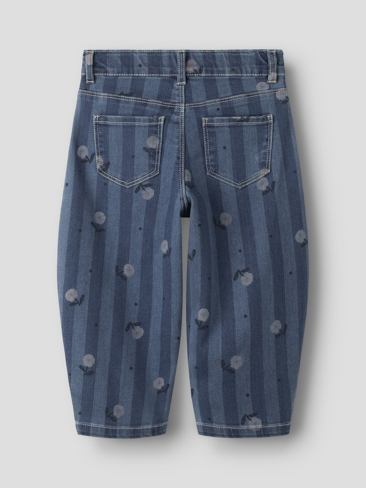 NAME IT Bella Barrel Jeans in Medium Blue Denim Flower back view