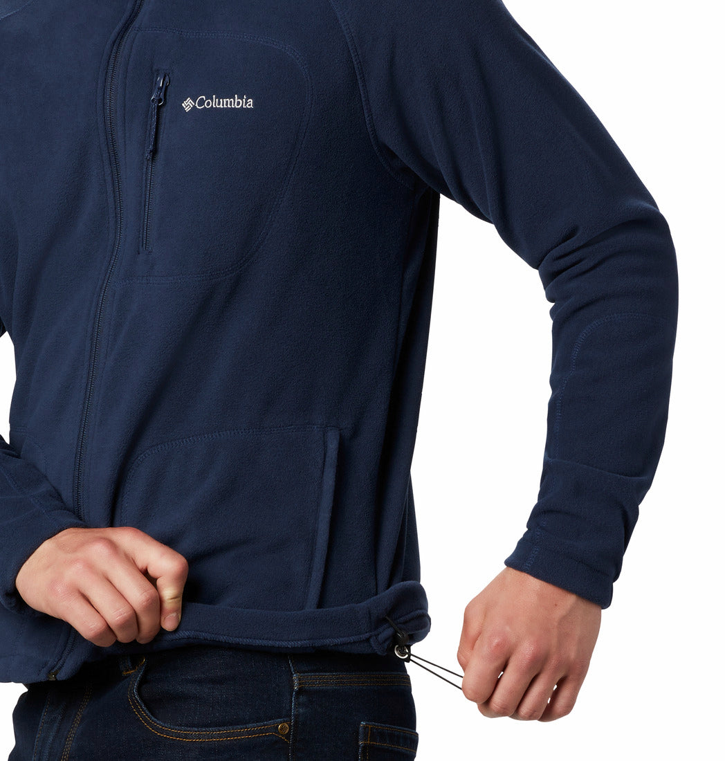 Navy blue jacket with Columbia logo on a white background