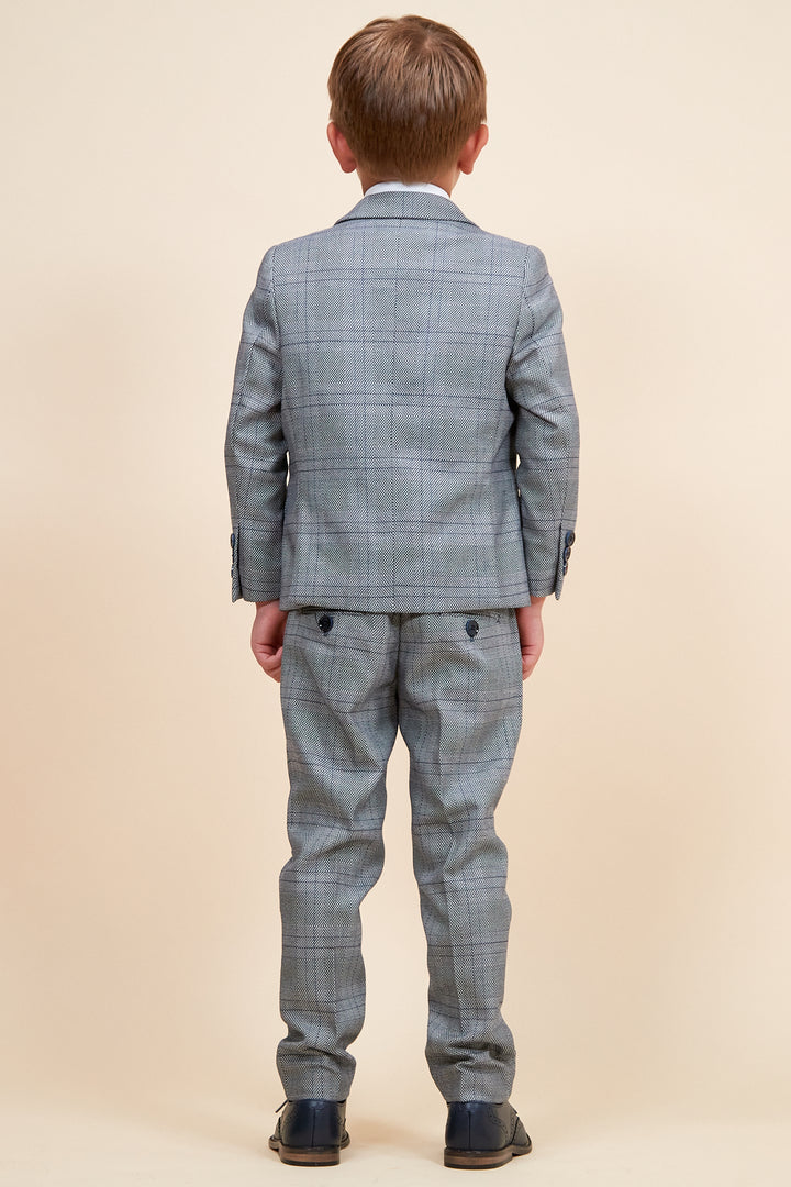 Marc Darcy Boyswear Jerry Boys Grey Check 3 Piece Suit Grey detail view