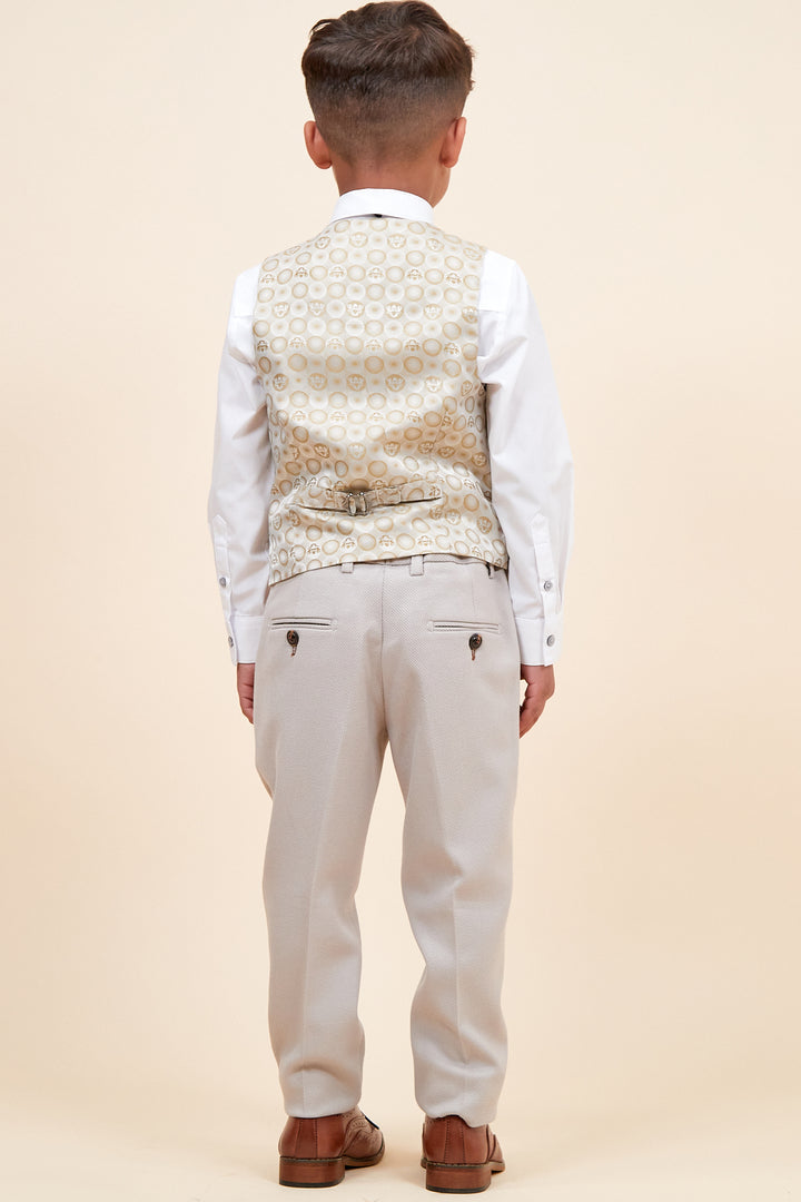 HM5 Boys Stone 3 Piece Suit-Back of waistcoat view