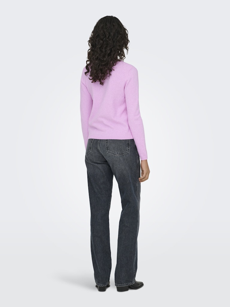 ONLY Loyal V-neck Pullo Knit- Super Pink / Melange Super Pink/Melange side view