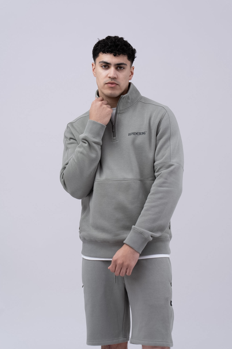 Supreme Being Rico Soft Green 1/4 Zip Soft Green front view