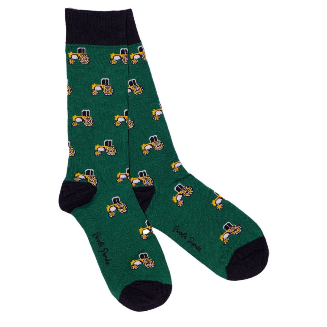 Swole Panda Tractor Bamboo Socks Green front view