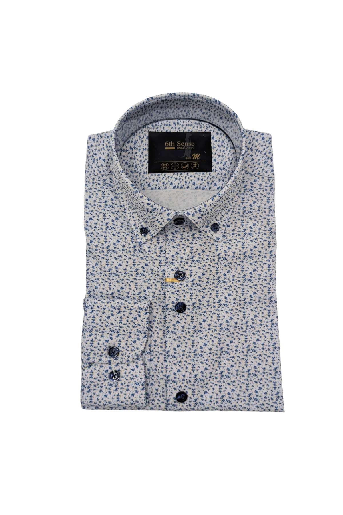 6TH SENSE 6th Sense Long Sleevev Navy/Tan/White Shirt Navy/Tan/White front view