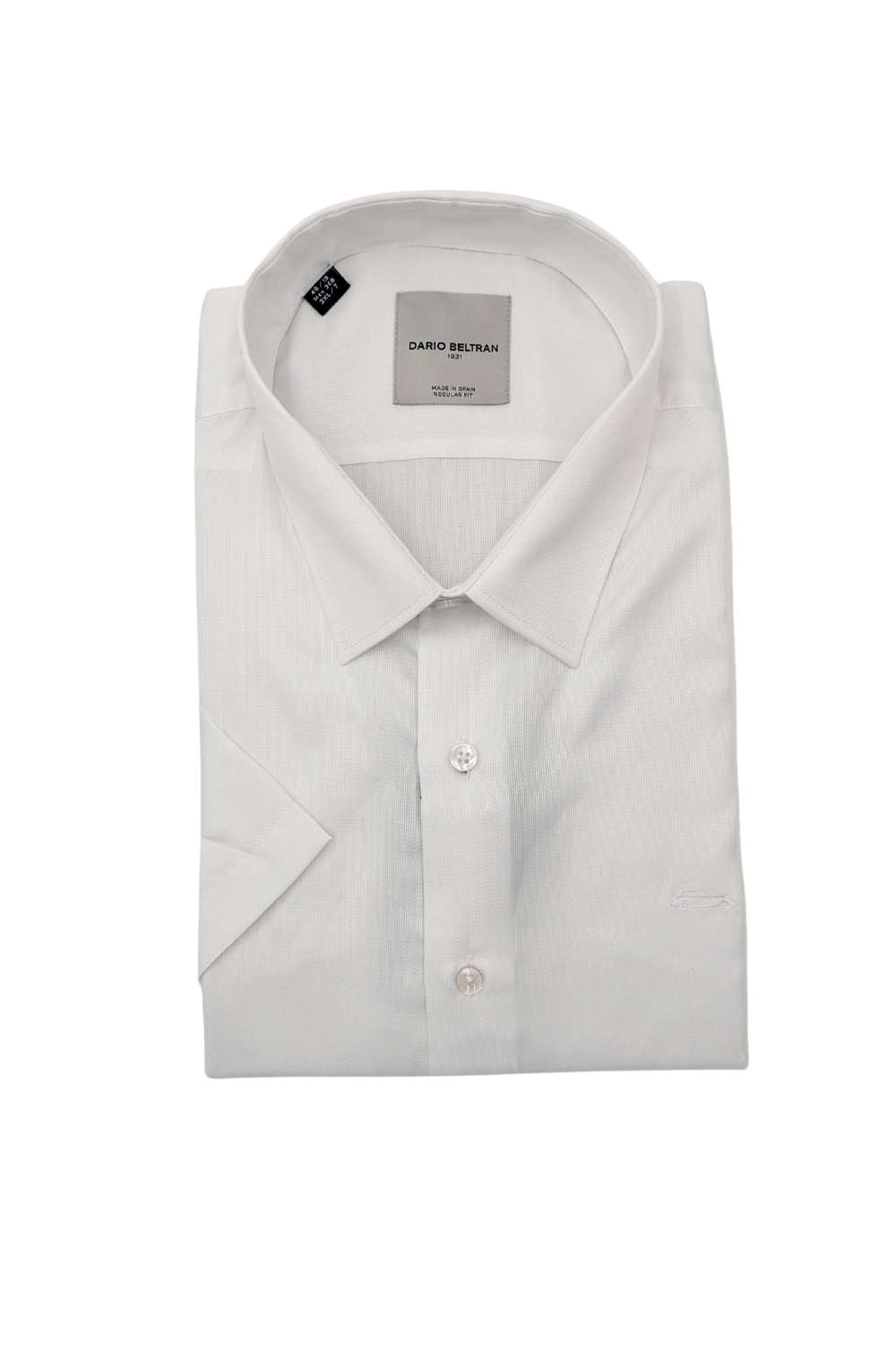 DARIO BELTRAN Campo White Plain Short Sleeve Shirt White front view
