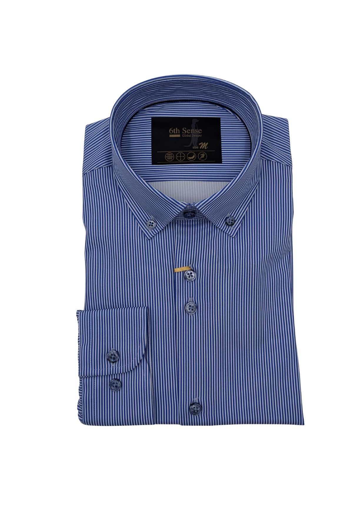 6TH SENSE 6th Sense Blue/White Strip Shirt Blue/White front view