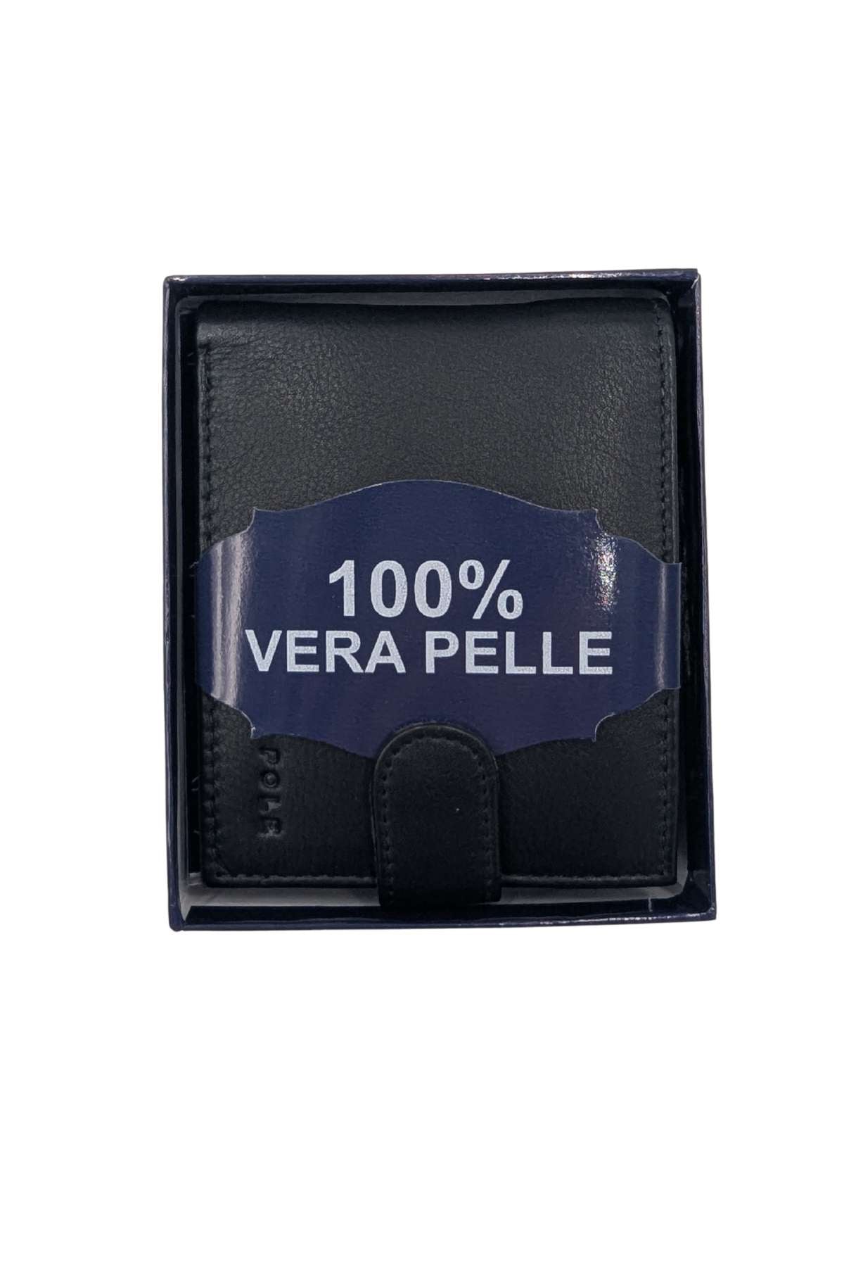 Black men's leather wallet in presentation gift box