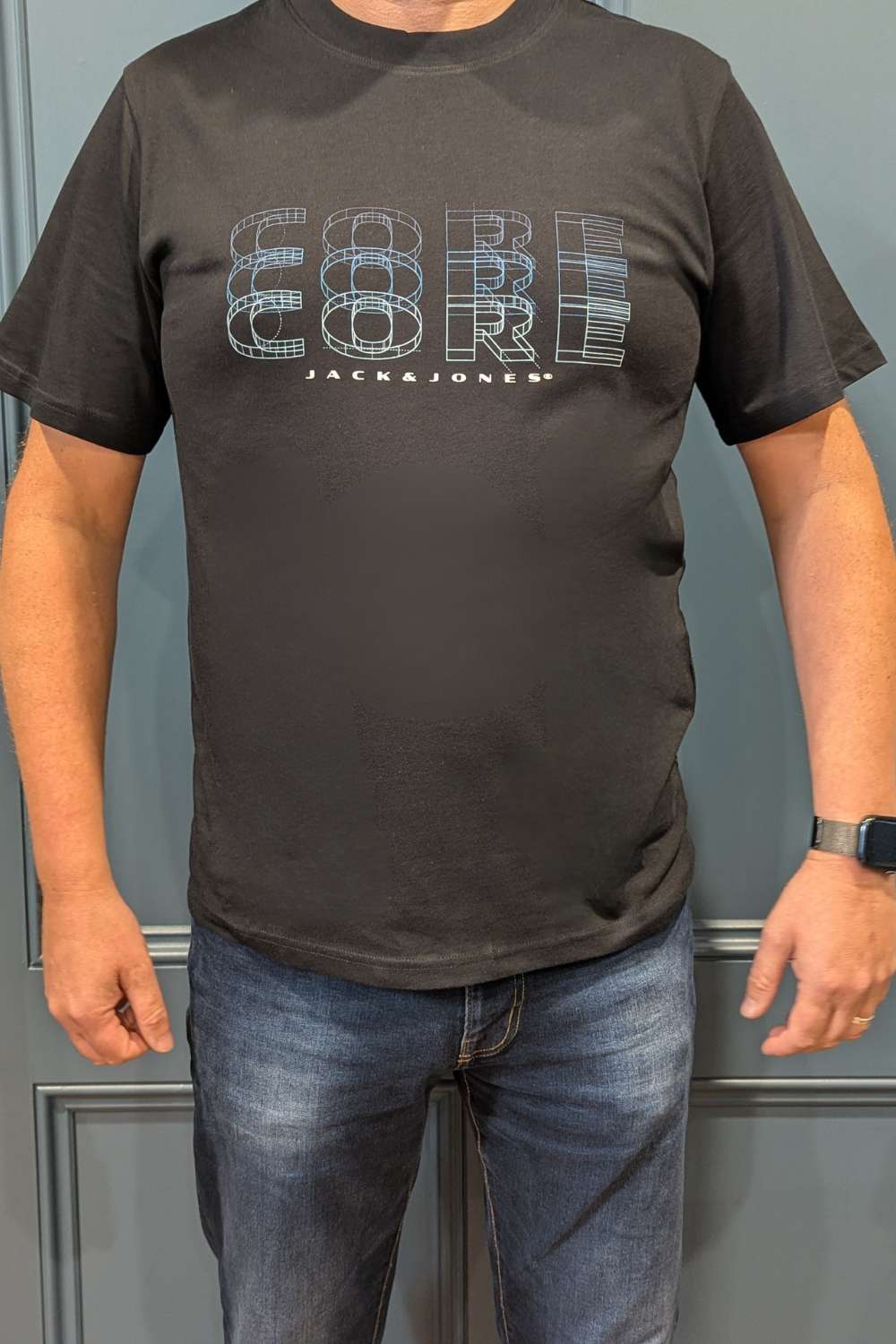 Men's Fusion Big Branding Black Tee-Model View