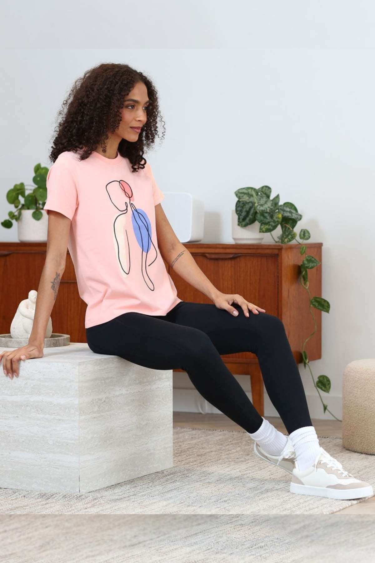 RANT & RAVE LADIES Relax & Renew Meryl Peach Tee peach model front view