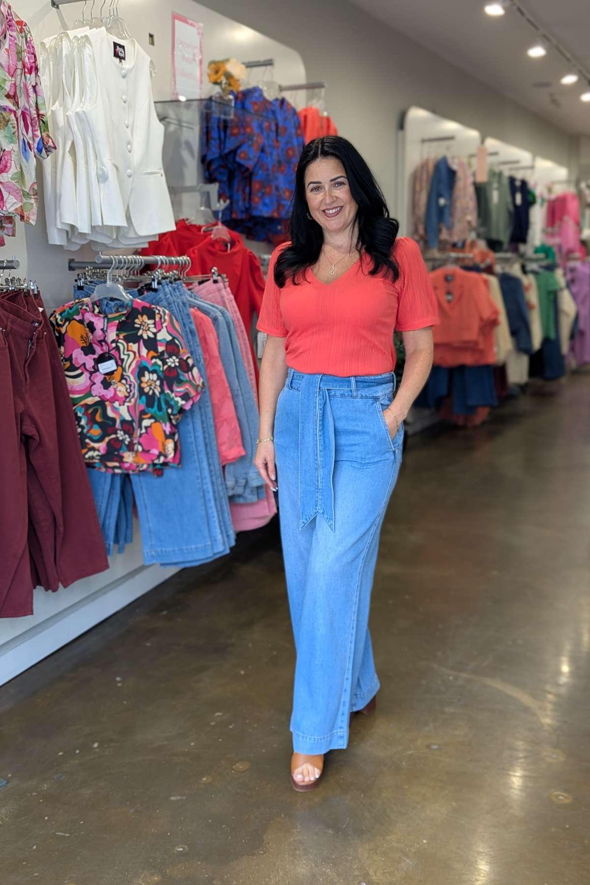 RANT & RAVE LADIES Romelle Wide Leg Ice Blue Jean Ice Blue front view