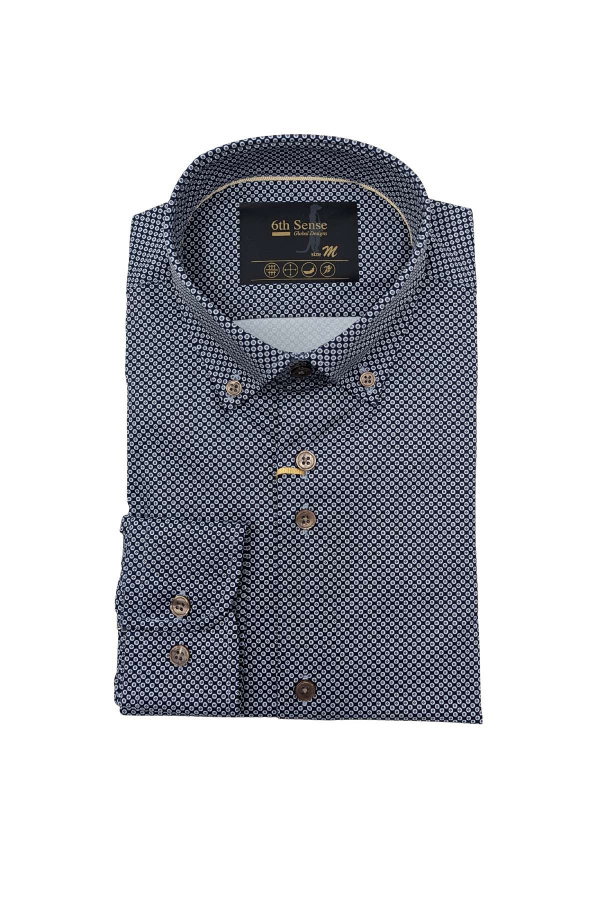 Men's 6th Sense Navy/White/Tan Shirt-Front View