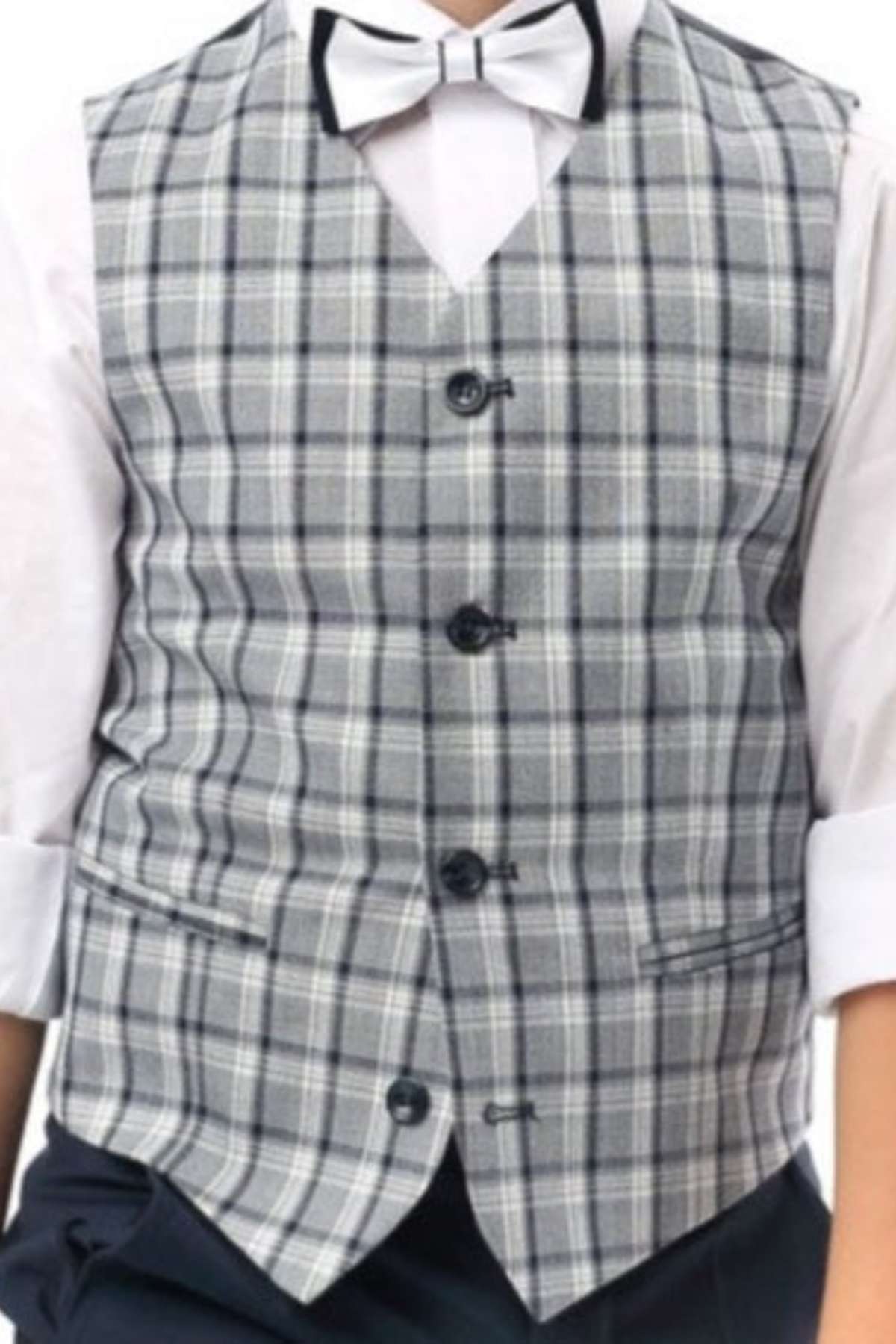 STANDAR Enzo Boy's 3 Piece Navy Suit NAVY DOT back view