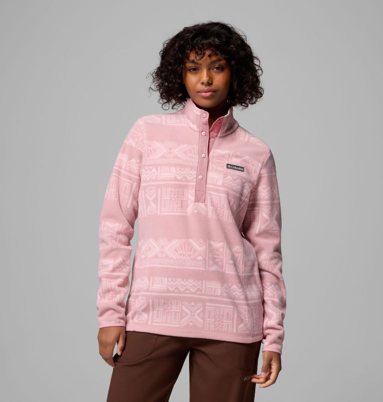 Womens Benton Springs™ Printed 1/2 Snap-Eraser Pink- Pictures on the Model-Front View