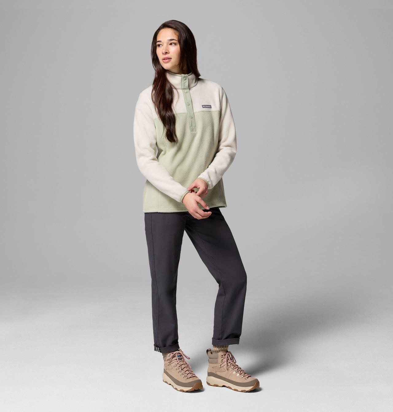 Womens Benton Springs™ 1/2 Snap Pull Over Ii-Safari Dark Stone-Model Full Front View