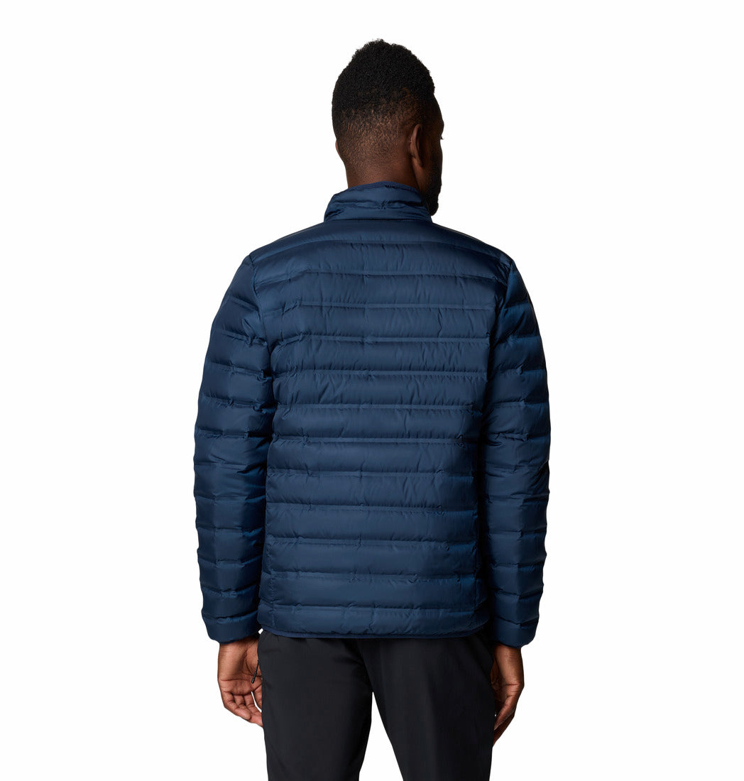 Columbia Mens Lake 22 II Down Jacket in Collegiate Navy, back view worn by model