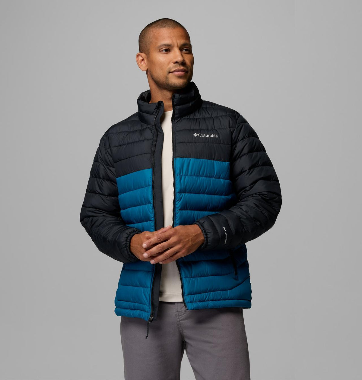 Columbia Men's Powder Lite II Jacket - Phoenix Blue / Black, detail view