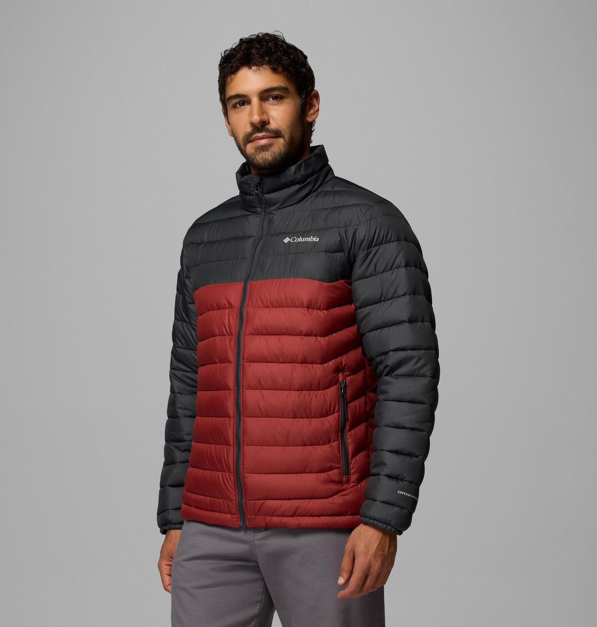 Columbia Men's Powder Lite II Jacket - Red Oxide / Shark, angled view