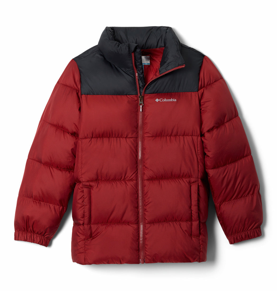 Columbia Boys Puffect II Puffer Jacket - Red Oxide/Black, front view