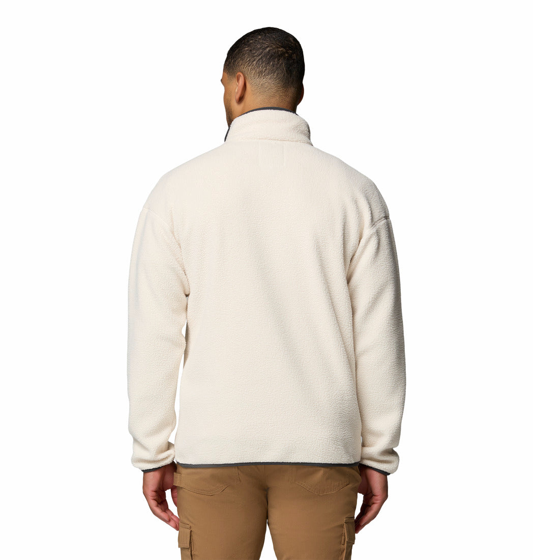 Columbia Mens Helvetia II Half Snap Fleece in chalk beige, back view