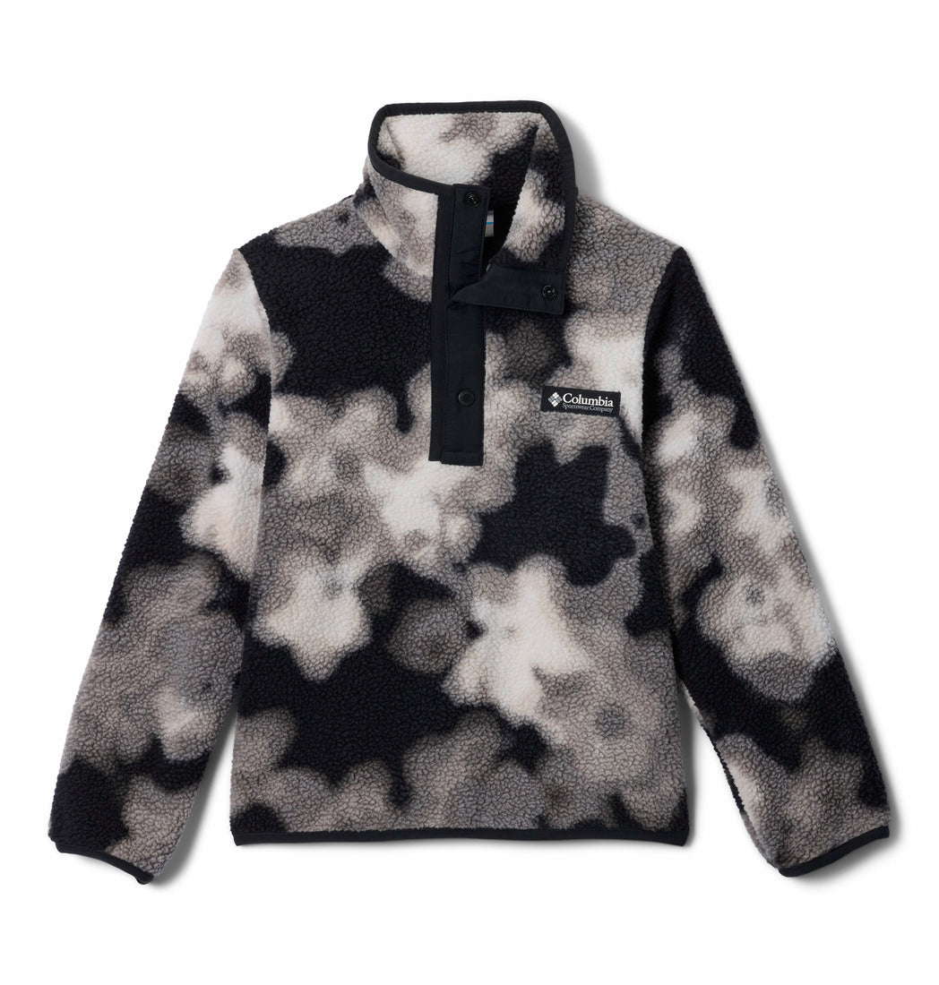 Columbia Boys Helvetia II Sherpa Half Snap Fleece - Black Dyeflower, front view