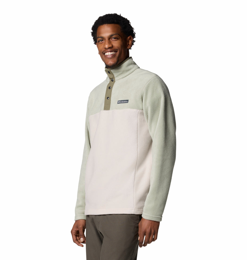 Columbia Mens Steens Mountain Half Snap II fleece in Dark Stone Safari, angled model view