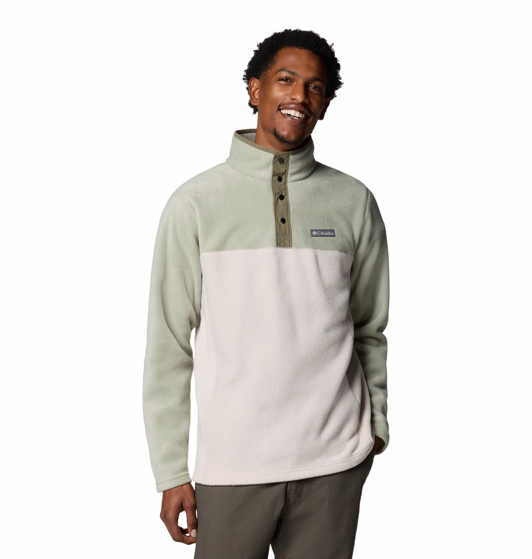 Columbia Mens Steens Mountain Half Snap II fleece in Dark Stone Safari, front model view